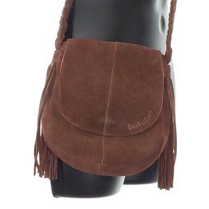 QUIKSILVER Mini Crossbody Bag Suede Leather Brown